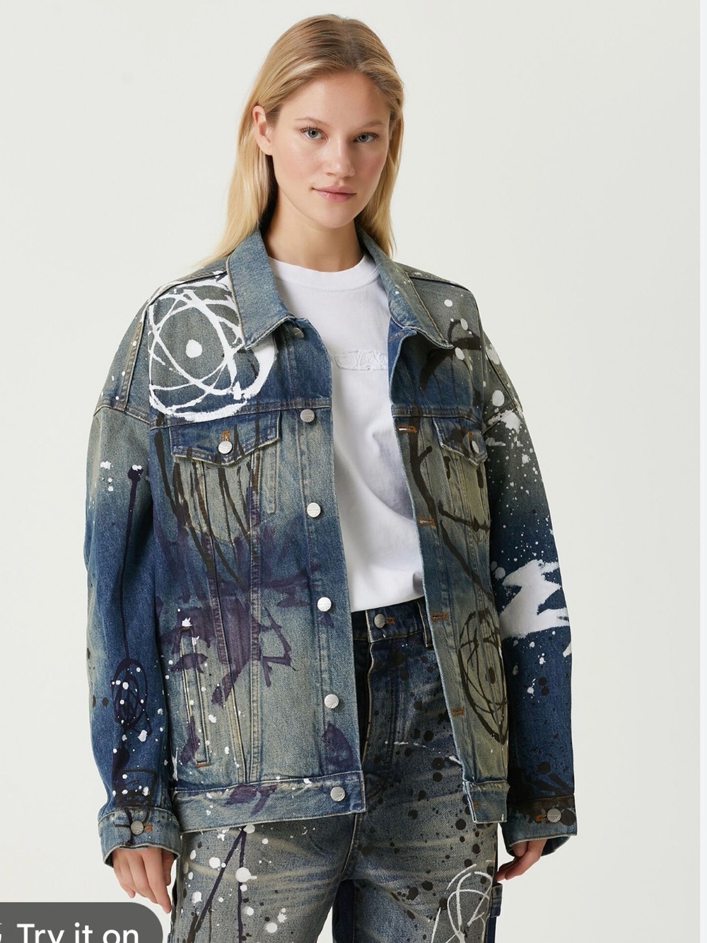 Marc Jacobs Light Blue Denim Jacket with Silver Hardware
